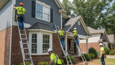 Knoxville, TN siding contractor installing durable vinyl siding on a home exterior