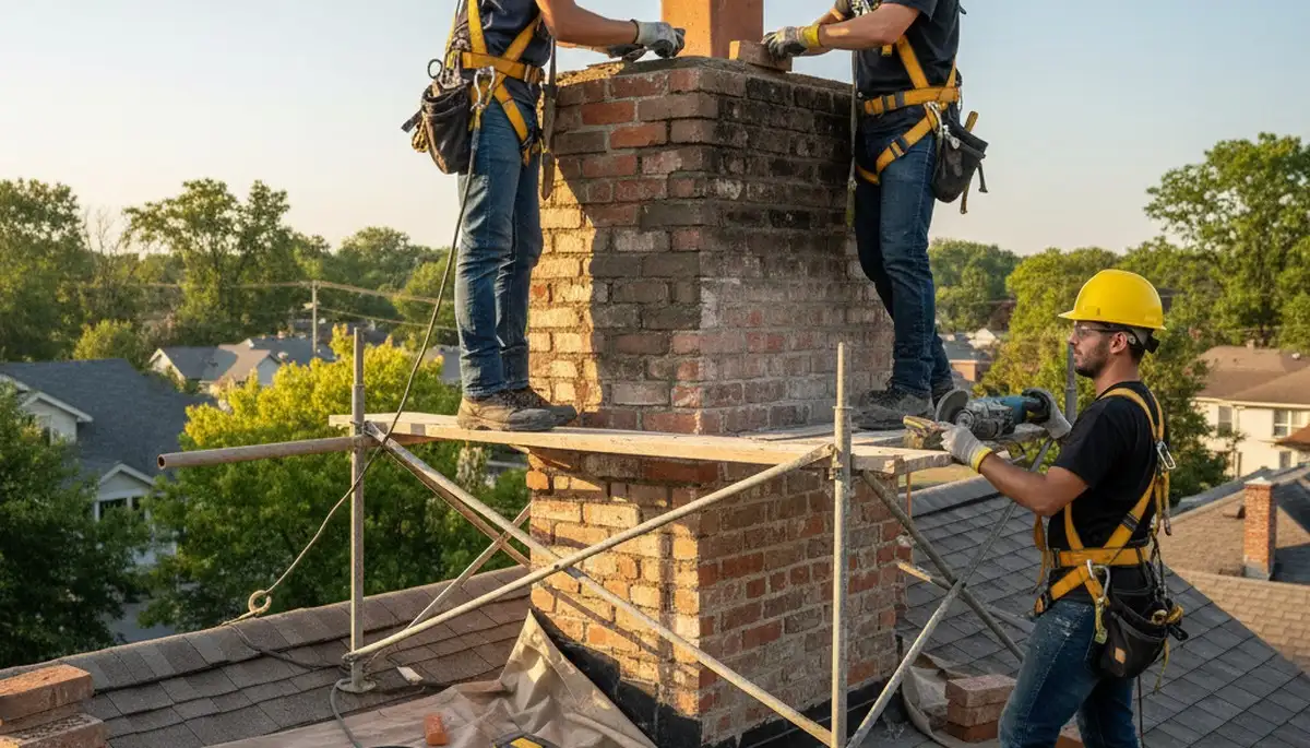 Knoxville, TN chimney repair for cracked masonry and failing mortar by FX Remodeling & Exteriors