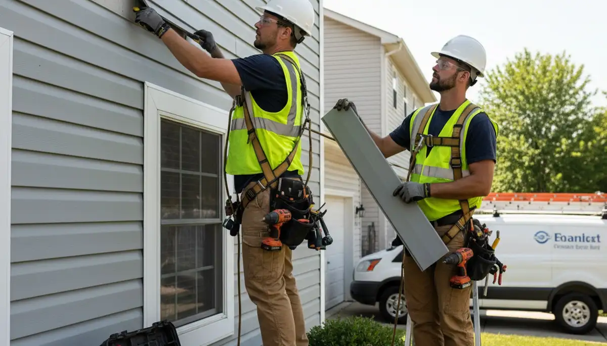 Vinyl siding repair in Knoxville, TN by FX Remodeling & Exteriors for storm-damaged home siding